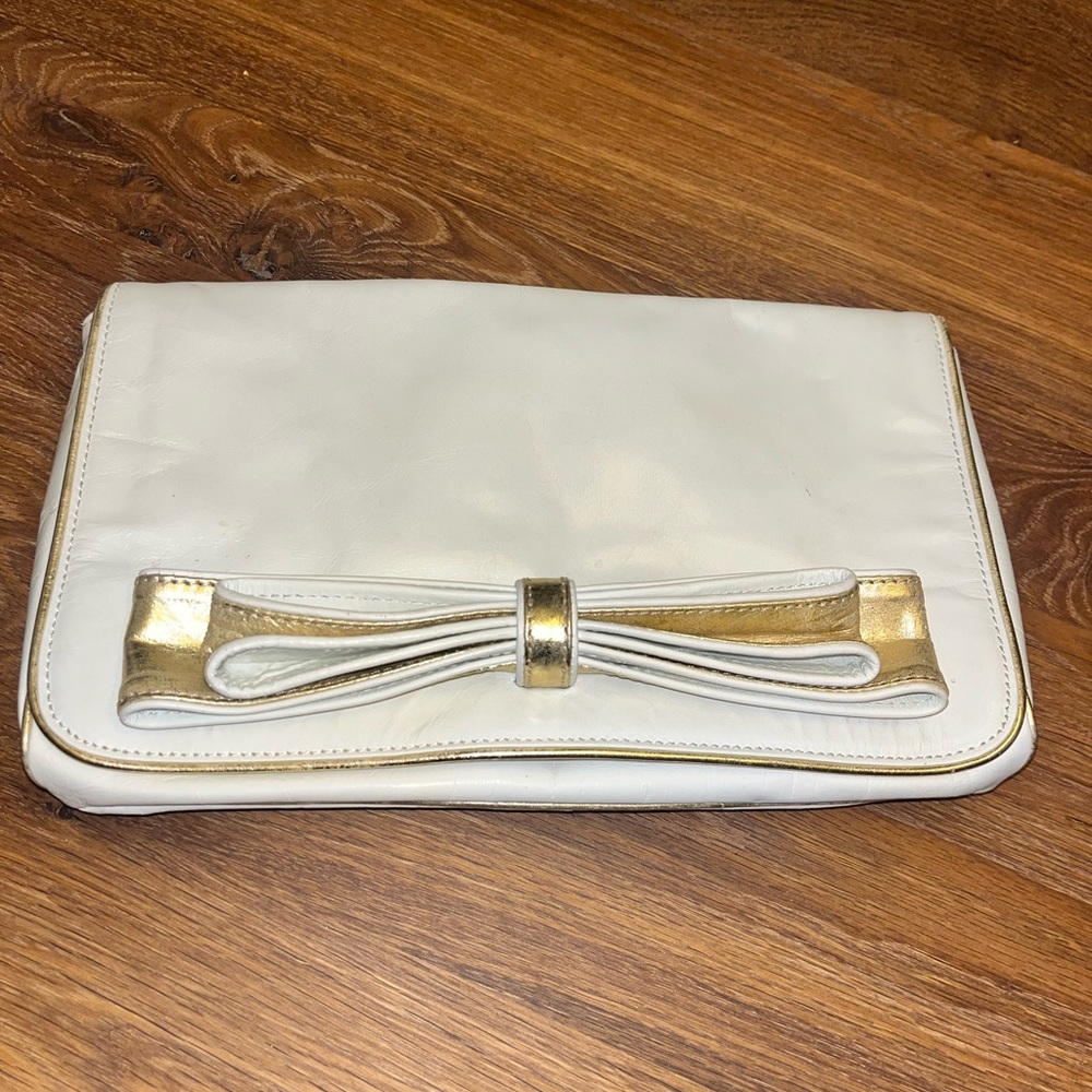 Steve Madden White and Gold Clutch